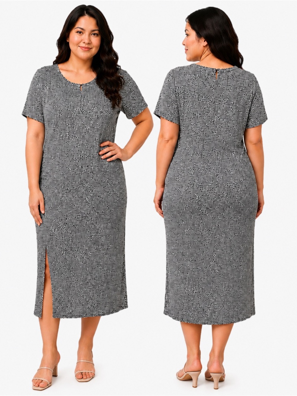 LOFT Plus Size 26 NWT Leopard Print Midi Dress Short Sleeve Side Slit Stretch